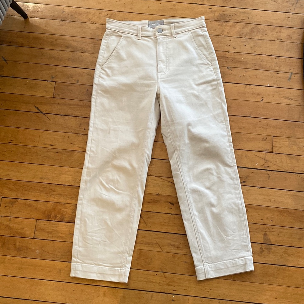 Everlane straight leg crop jean in Bone